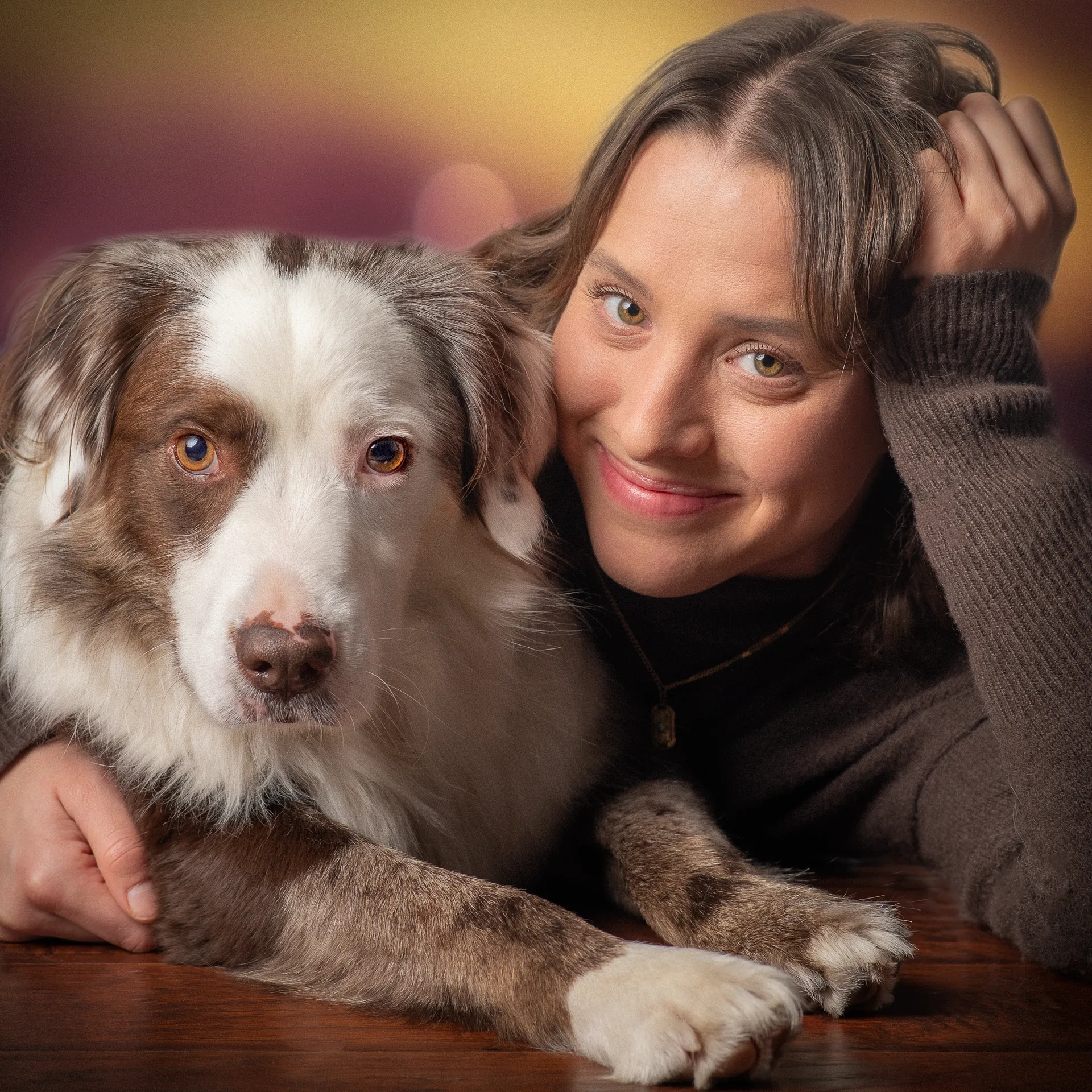 A dog and the person it belongs to